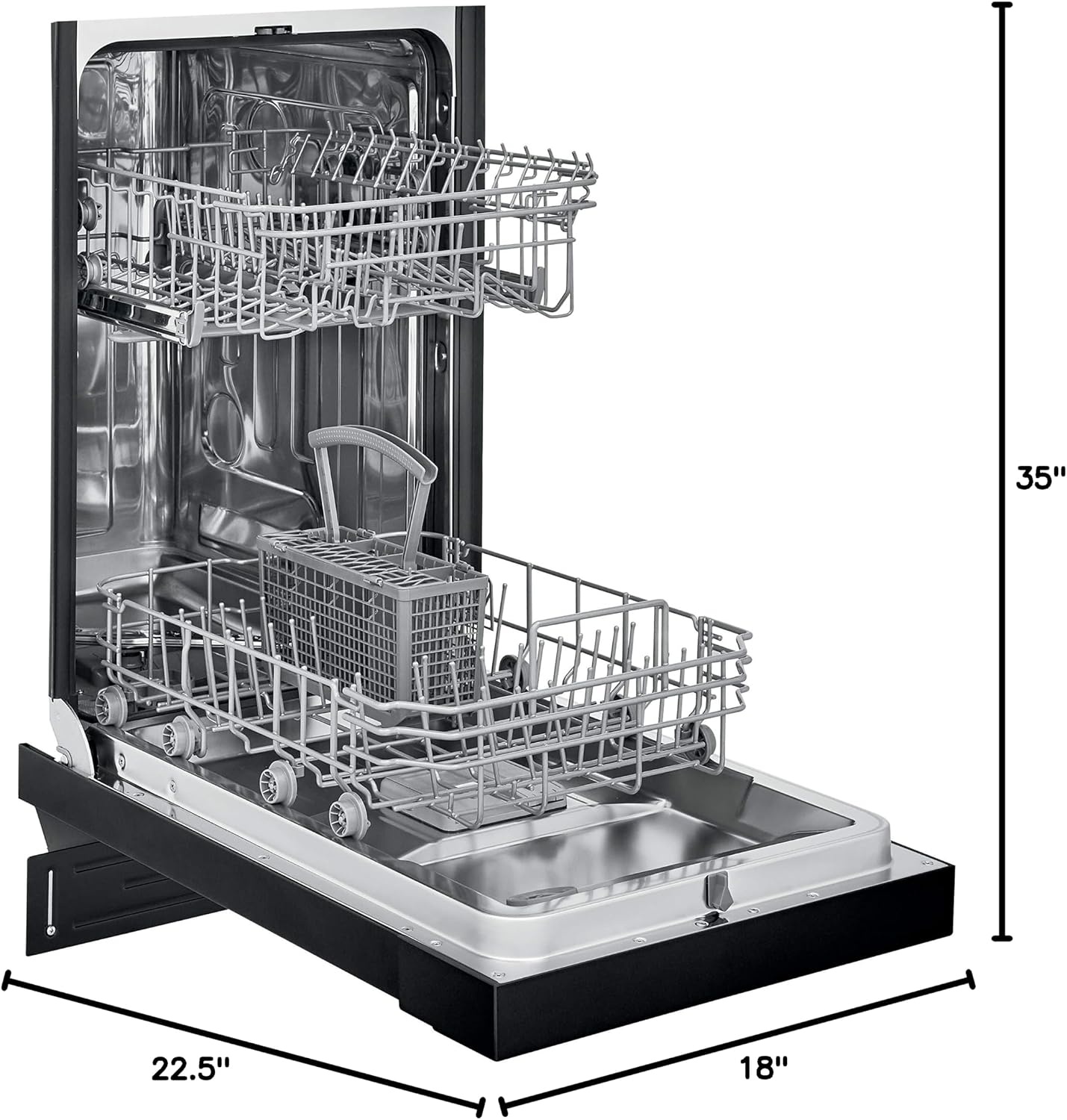 image:imageFrigidaire 18 in ADA Compact Front Control Dishwasher in Black with Dual Spray Arms 52 dBA includes roomofchoice deliveryBlack