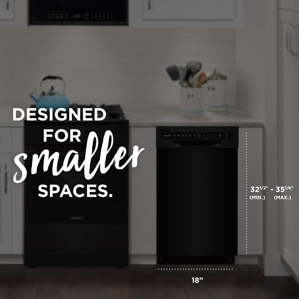 image:imageFrigidaire 18 in ADA Compact Front Control Dishwasher in Black with Dual Spray Arms 52 dBA includes roomofchoice deliveryBlack