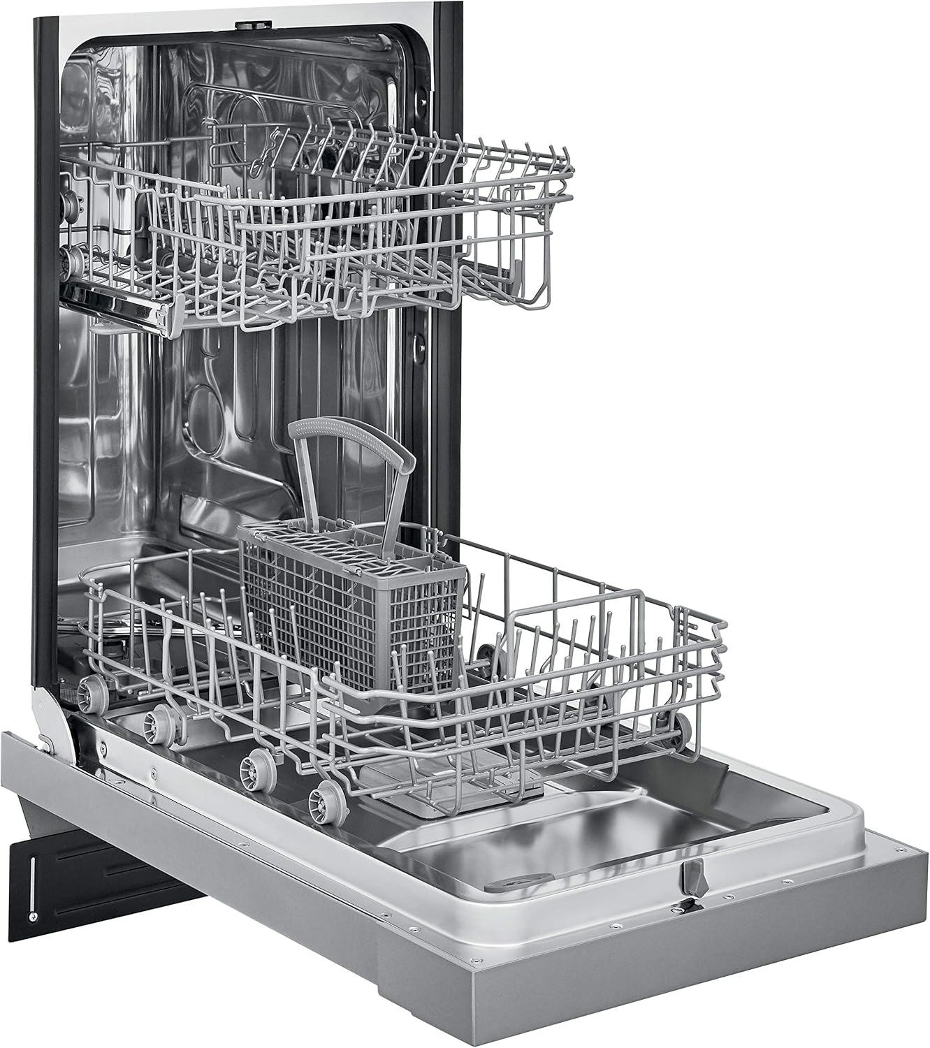 image:imageFrigidaire 18 in ADA Compact Front Control Dishwasher in Black with Dual Spray Arms 52 dBA includes roomofchoice deliverySilver