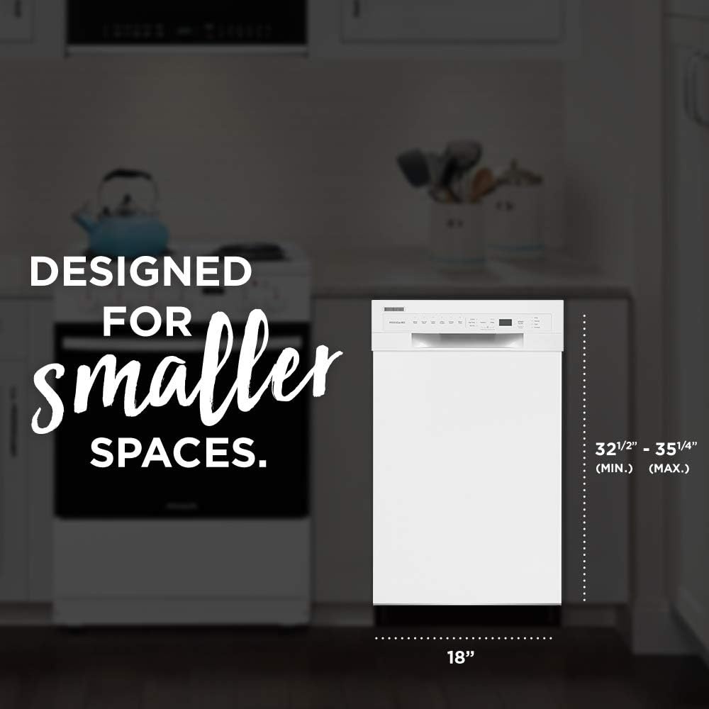 image:imageFrigidaire 18 in ADA Compact Front Control Dishwasher in Black with Dual Spray Arms 52 dBA includes roomofchoice deliveryWhite